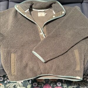 Faherty Olive and Gray Zip-Up Sweater